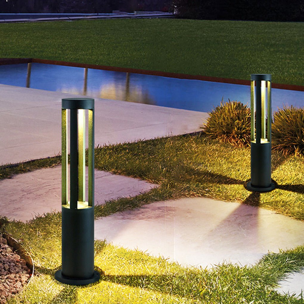 Modern Circular LED Bollard Light Fixture for Exterior Use