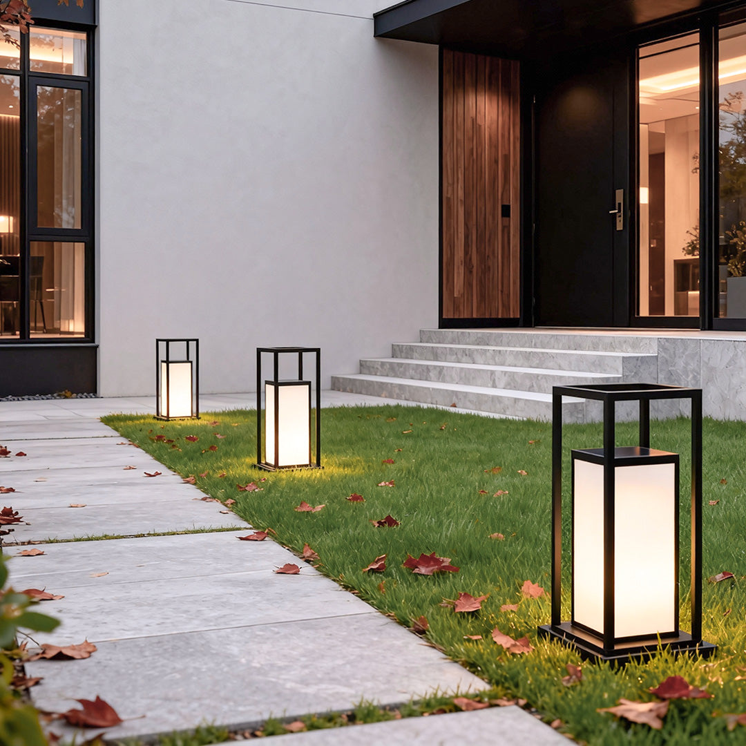 Outdoor Waterproof LED Pillar Lights - Modern Black Design