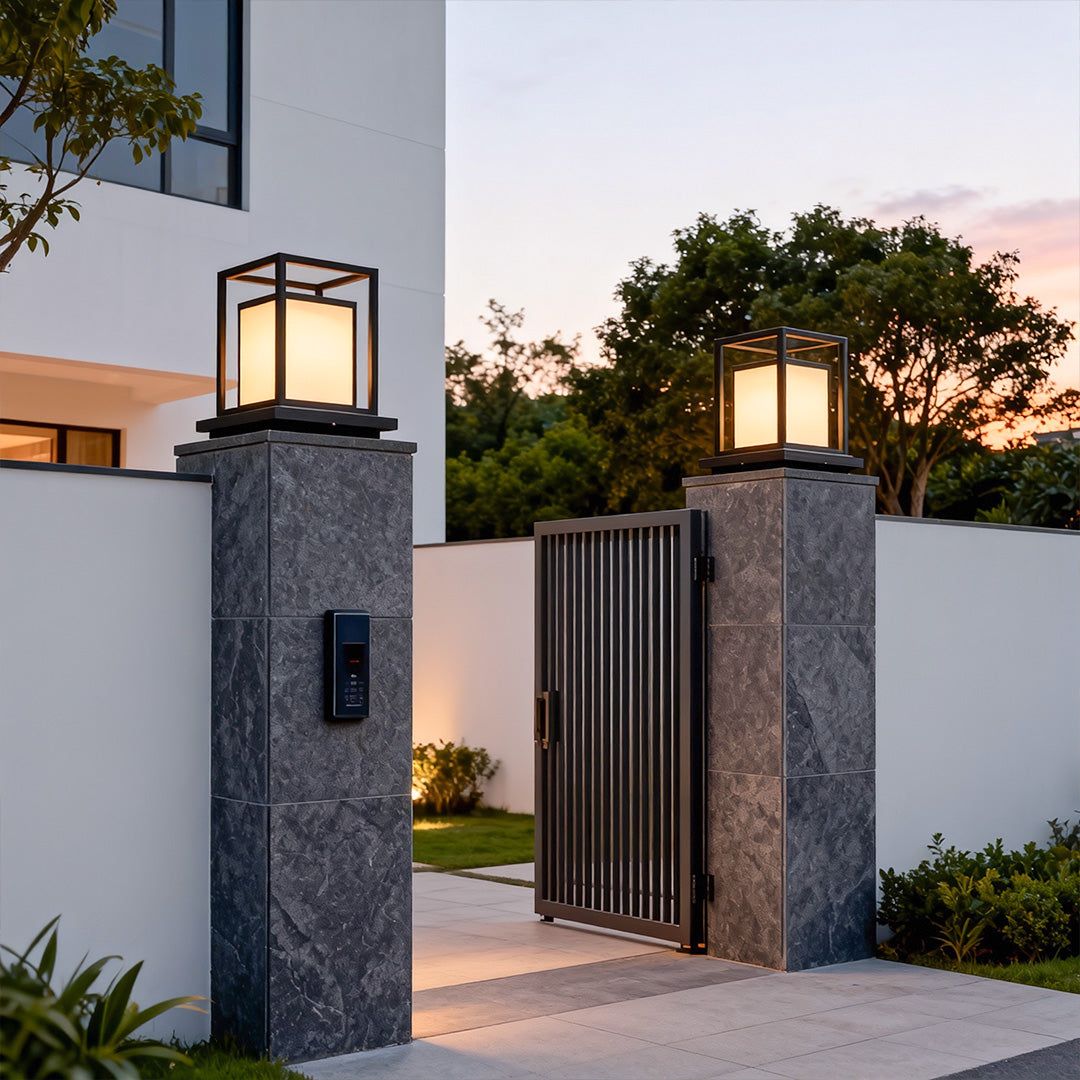 Outdoor Waterproof LED Pillar Lights - Modern Black Design