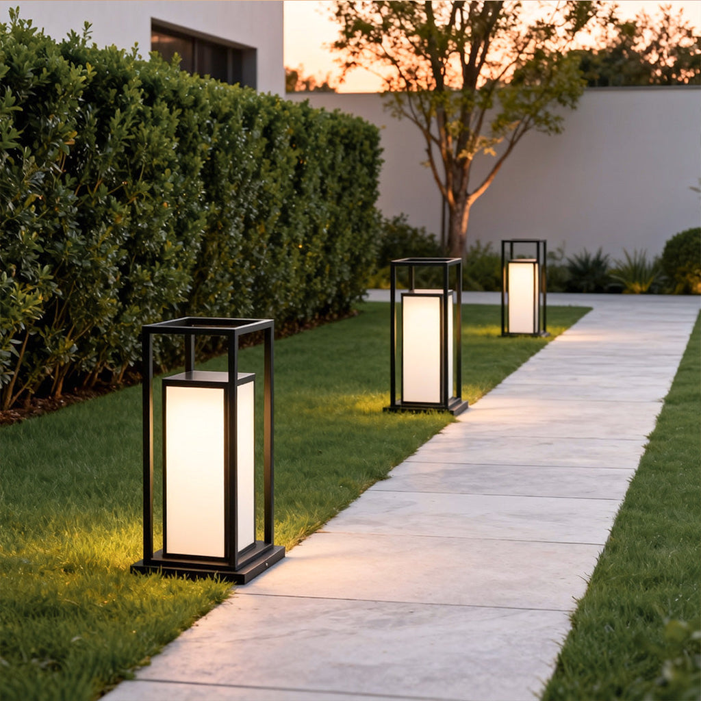 Outdoor Waterproof LED Pillar Lights - Modern Black Design