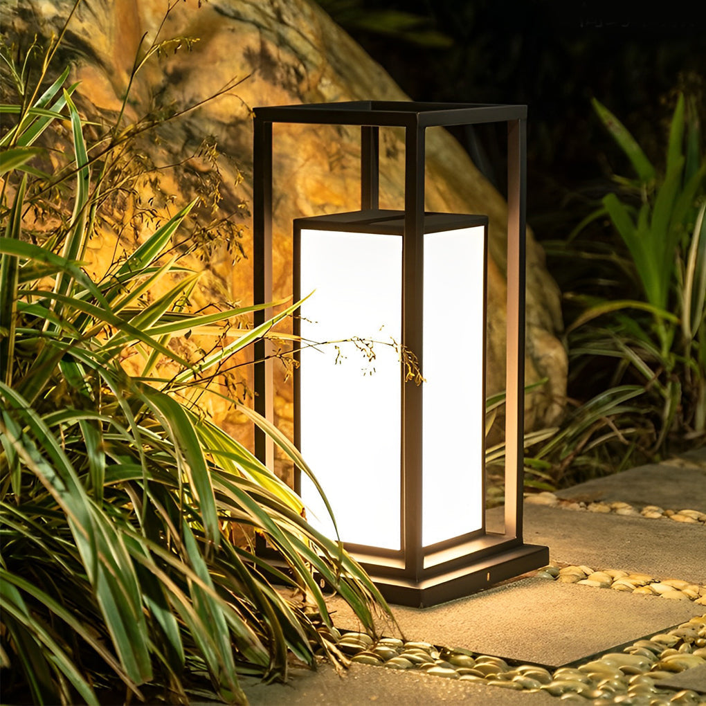 Outdoor Waterproof LED Pillar Lights - Modern Black Design
