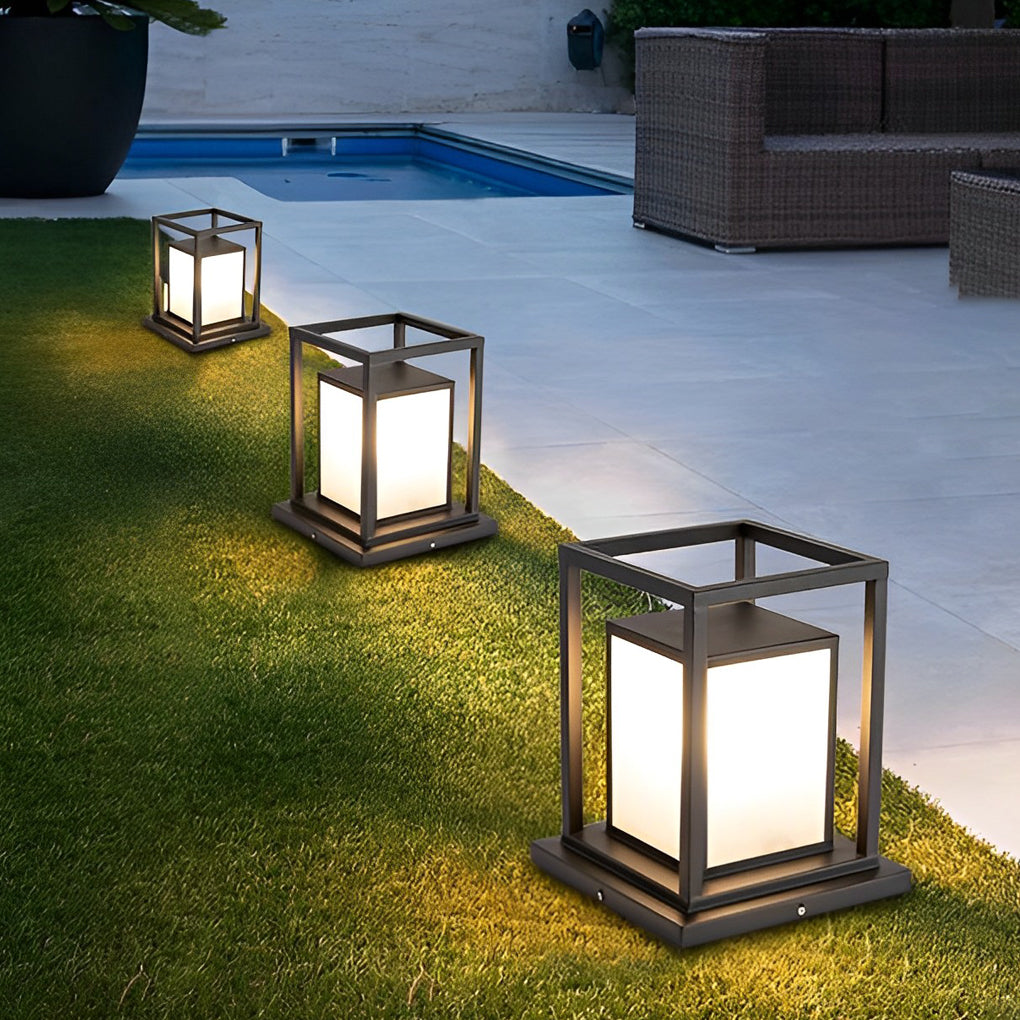 Outdoor Waterproof LED Pillar Lights - Modern Black Design