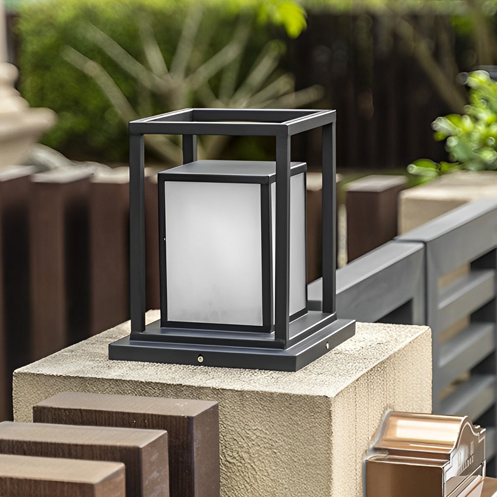 Outdoor Waterproof LED Pillar Lights - Modern Black Design