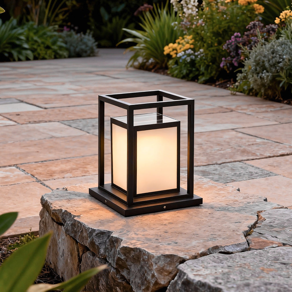 Outdoor Waterproof LED Pillar Lights - Modern Black Design