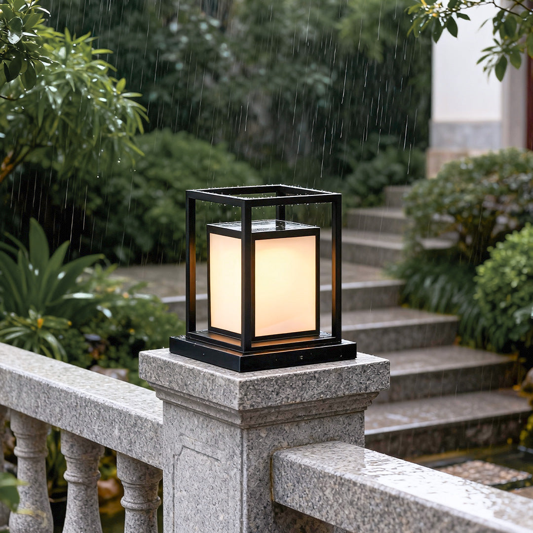 Outdoor Waterproof LED Pillar Lights - Modern Black Design