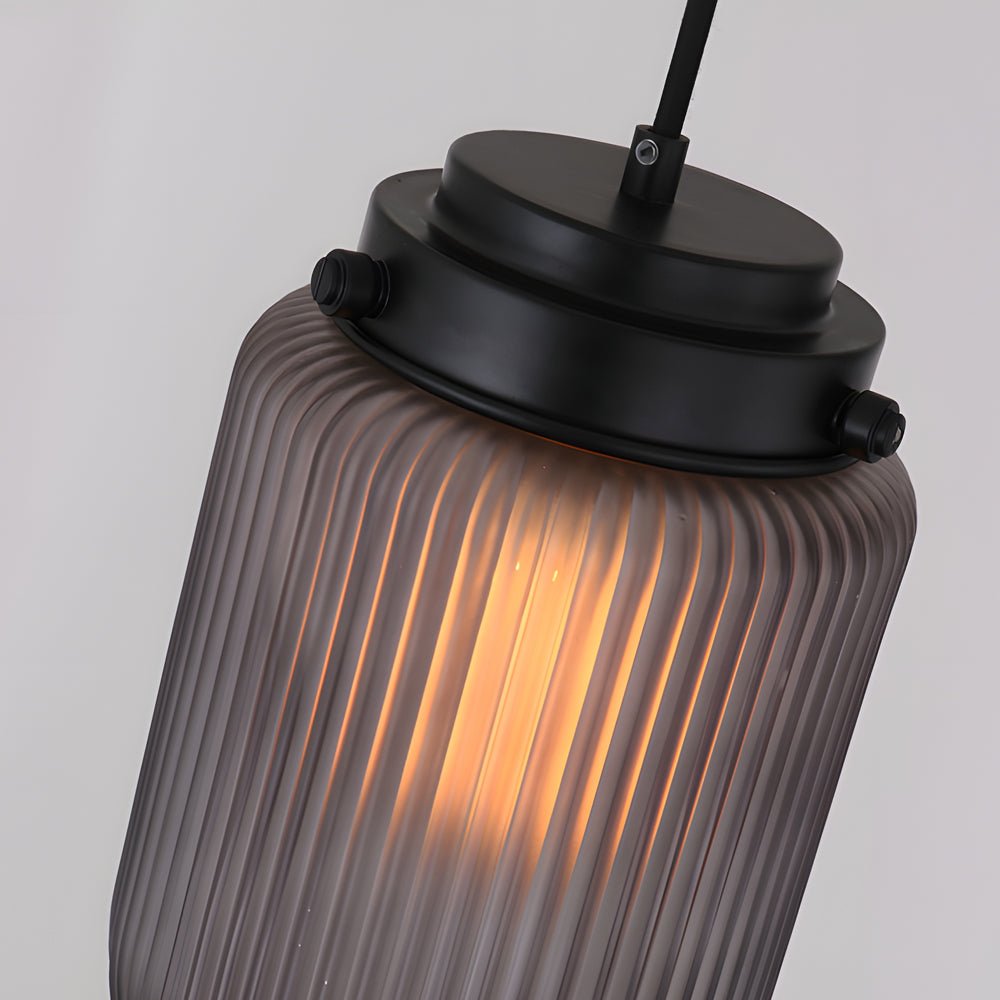 Modern Ribbed Glass Pinecone Pendant Light - Smoke Gray 1-Light Fixture
