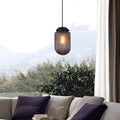 Modern Ribbed Glass Pinecone Pendant Light - Smoke Gray 1-Light Fixture