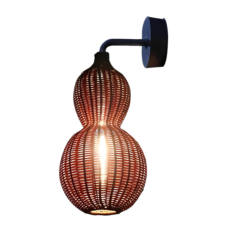 Modern Woven Rattan Gourd Pendant Light - Country Style Hanging Ceiling Fixture
