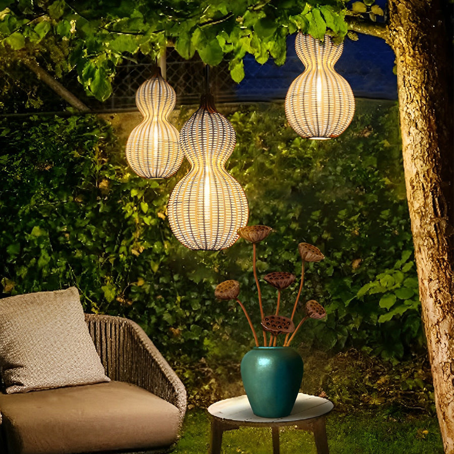 Modern Woven Rattan Gourd Pendant Light - Country Style Hanging Ceiling Fixture