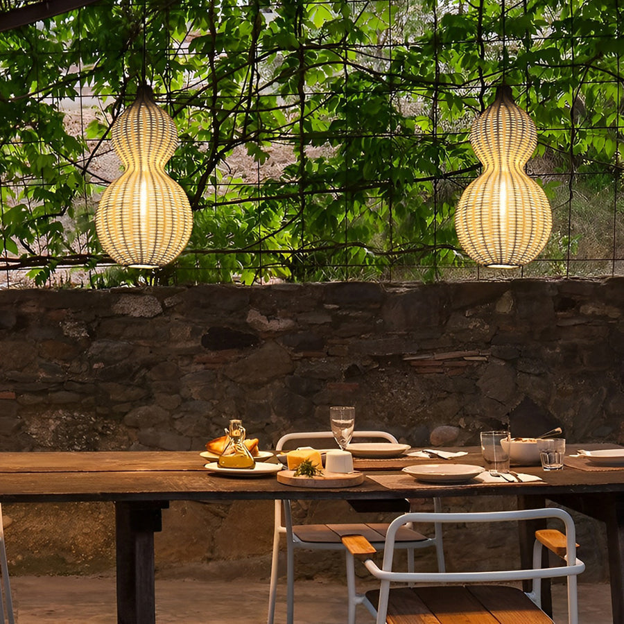 Modern Woven Rattan Gourd Pendant Light - Country Style Hanging Ceiling Fixture