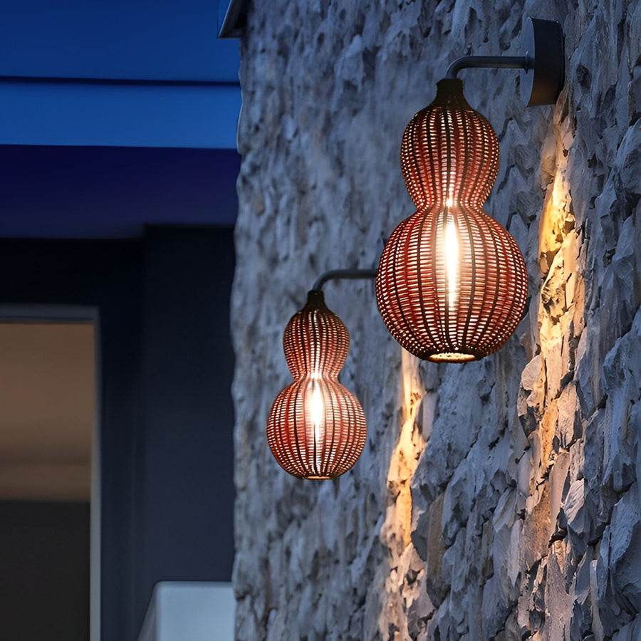 Modern Woven Rattan Gourd Pendant Light - Country Style Hanging Ceiling Fixture