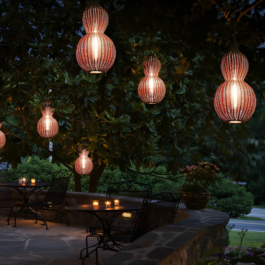 Modern Woven Rattan Gourd Pendant Light - Country Style Hanging Ceiling Fixture