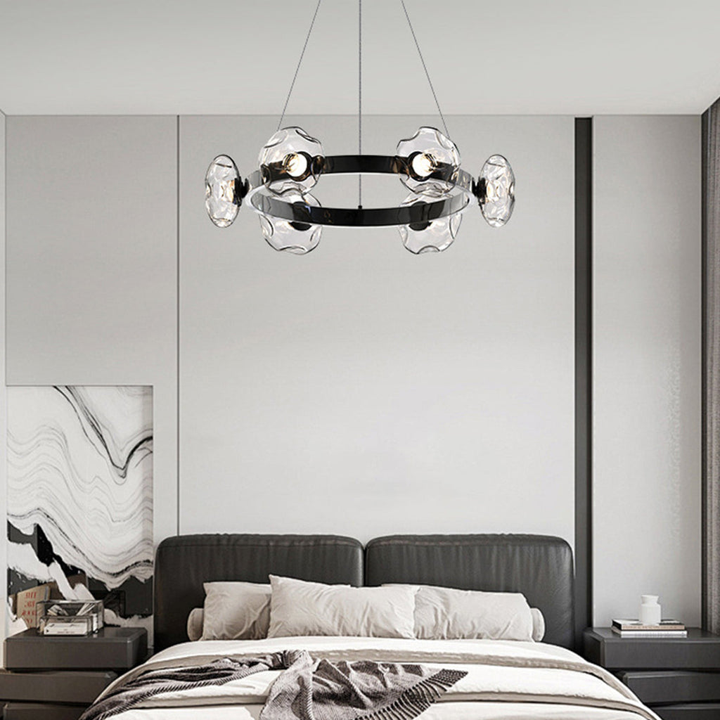 LED Dome Glass Ring Chandelier - Modern Nordic Ceiling Light