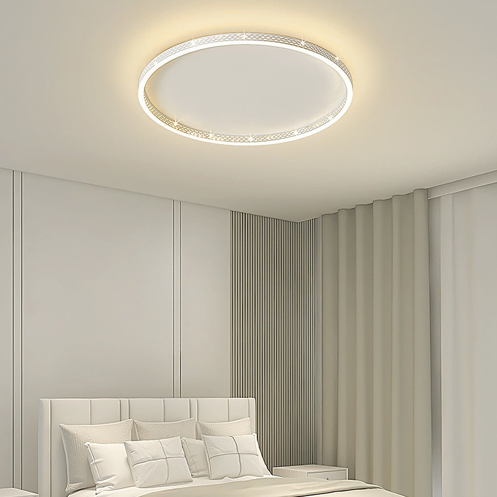 Modern Dimmable LED Flush Mount Ceiling Light with Hollow Edge