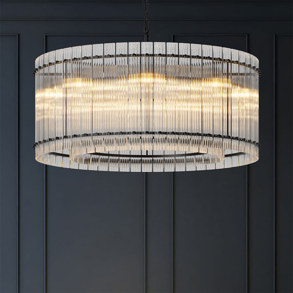 Luxury Iron Glass Lamp Shade Chandelier Ceiling Light