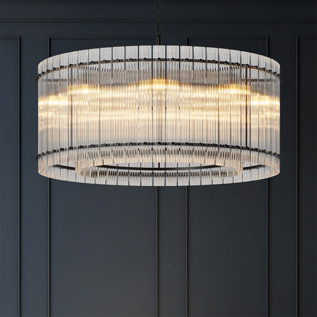 Luxury Iron Glass Lamp Shade Chandelier Ceiling Light