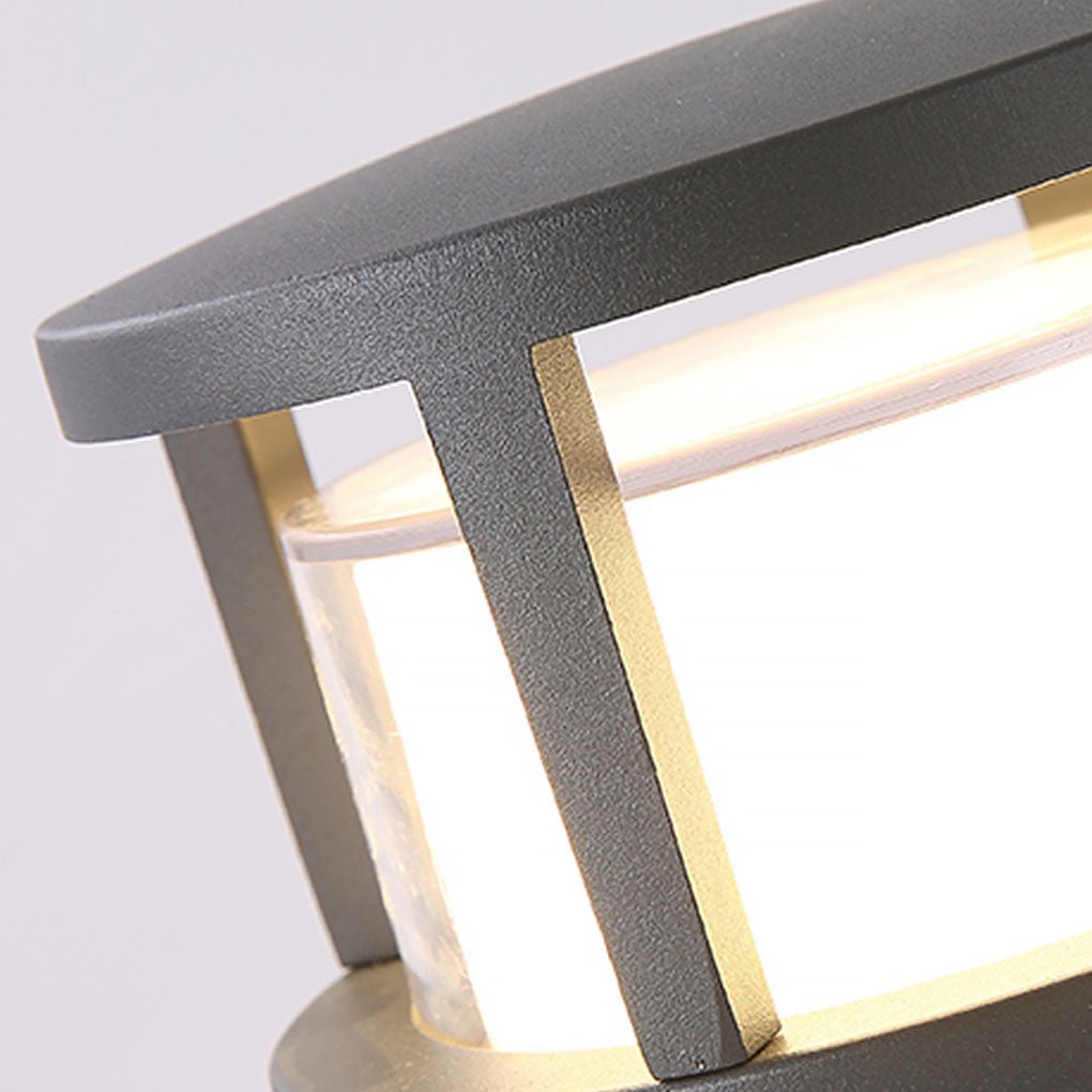 Modern Round Outdoor Post Light - Double-Layered Lampshade Design, Waterproof Elegant Illumination for Patios and Gardens