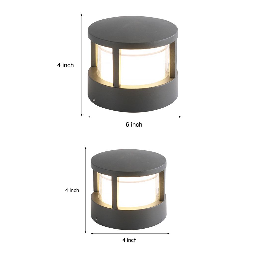 Modern Round Outdoor Post Light - Double-Layered Lampshade Design, Waterproof Elegant Illumination for Patios and Gardens
