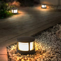 Modern Round Outdoor Post Light with Double-Layered Lampshade