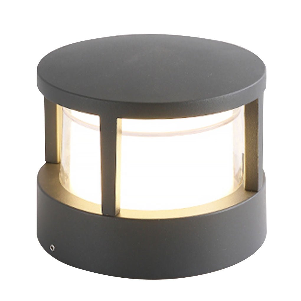 Modern Round Outdoor Post Light - Double-Layered Lampshade Design, Waterproof Elegant Illumination for Patios and Gardens