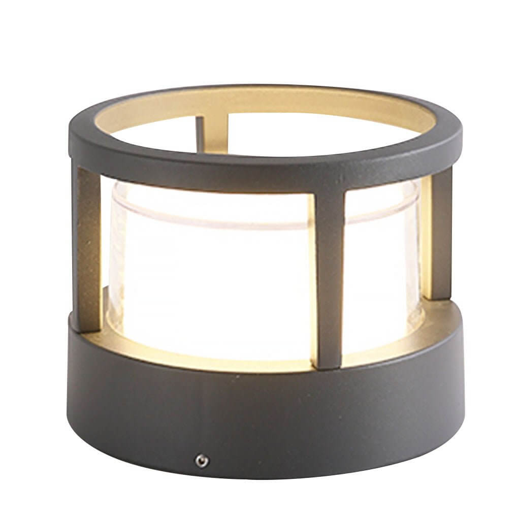 Modern Round Outdoor Post Light with Double-Layered Lampshade