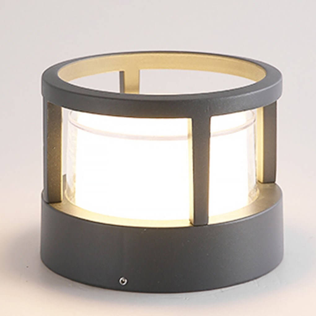Modern Round Outdoor Post Light - Double-Layered Lampshade Design, Waterproof Elegant Illumination for Patios and Gardens