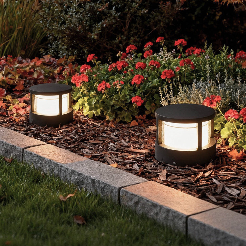 Modern Round Outdoor Post Light - Double-Layered Lampshade Design, Waterproof Elegant Illumination for Patios and Gardens
