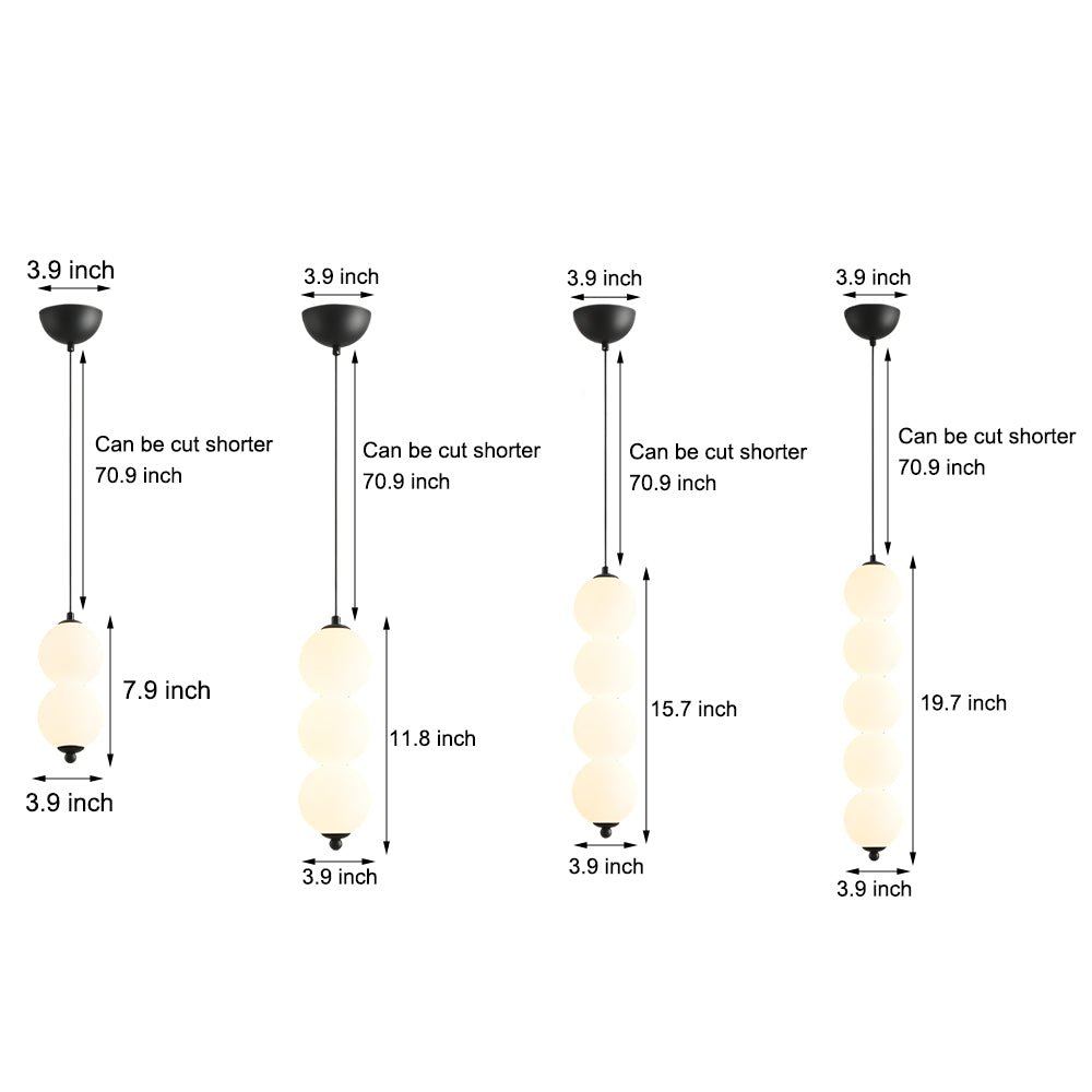Modern Round Vertical Balls LED Chandelier Dimmable Pendant Lamp