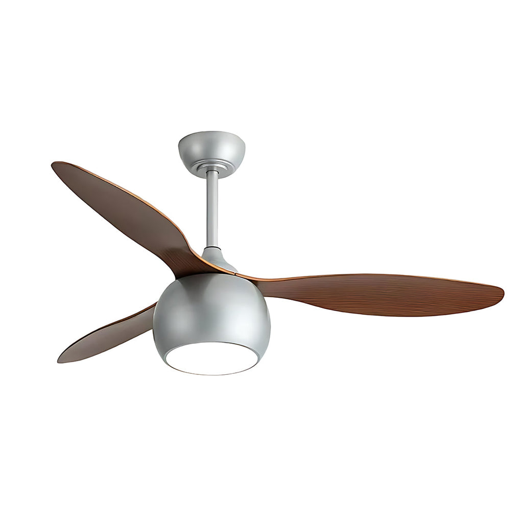 Silver Ceiling Fan with Light Wood Grain LED Light