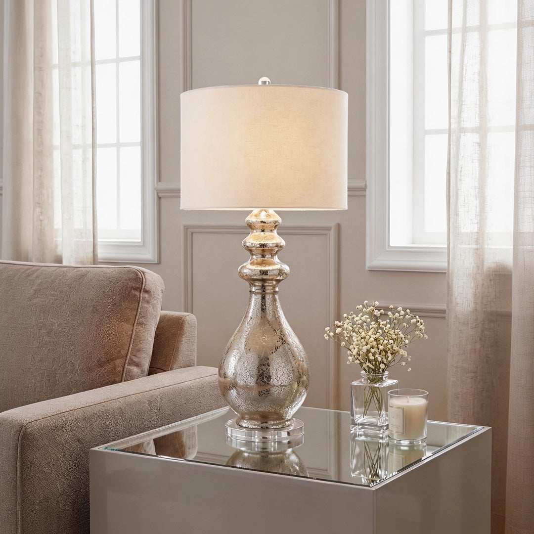 Modern Silver Table Lamp - Unique Polished Finish Lighting Accent