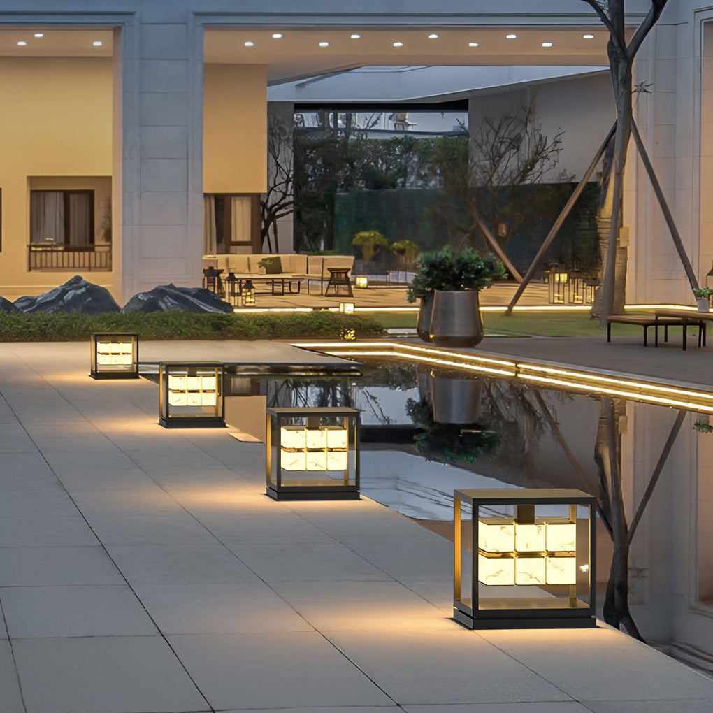 Brick Pillar Solar Lights Waterproof Metal Outdoor Lighting