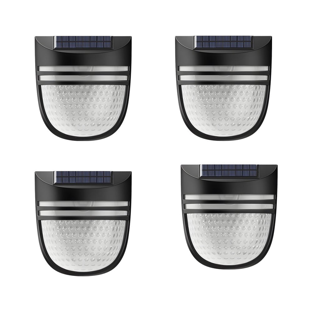 Modern Solar-Powered Black Wall Fence Lights - 4-Pack Outdoor Decorative Lighting