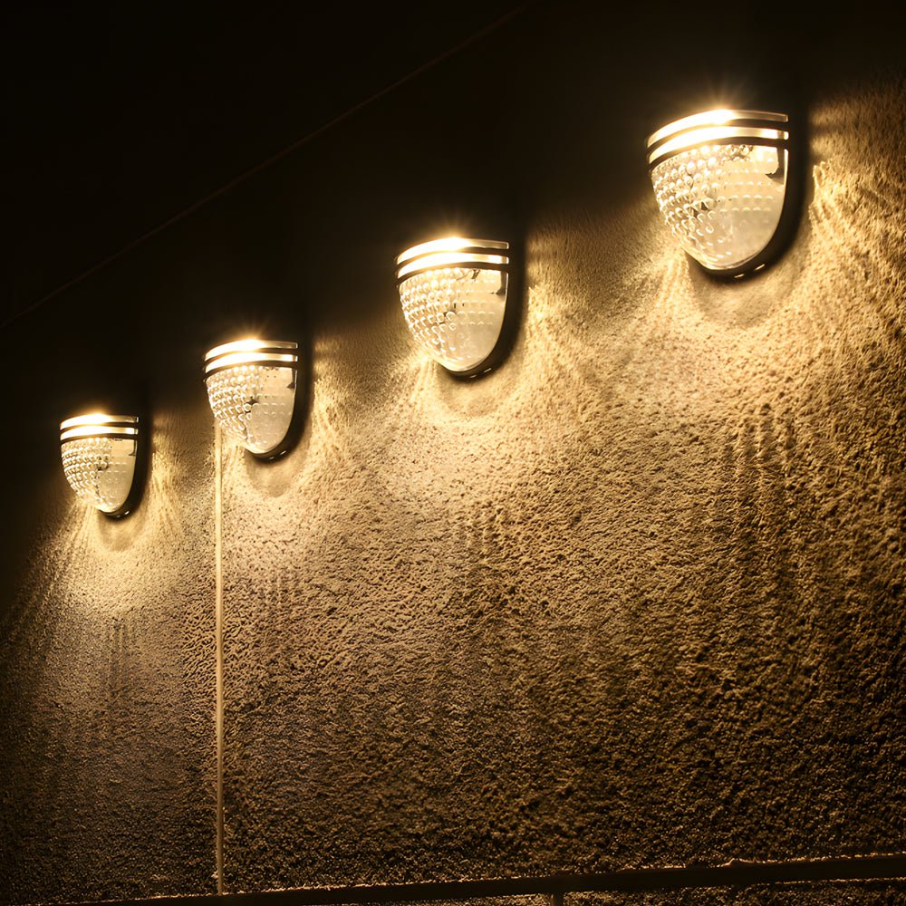 Modern Solar-Powered Black Wall Fence Lights - 4-Pack Outdoor Decorative Lighting