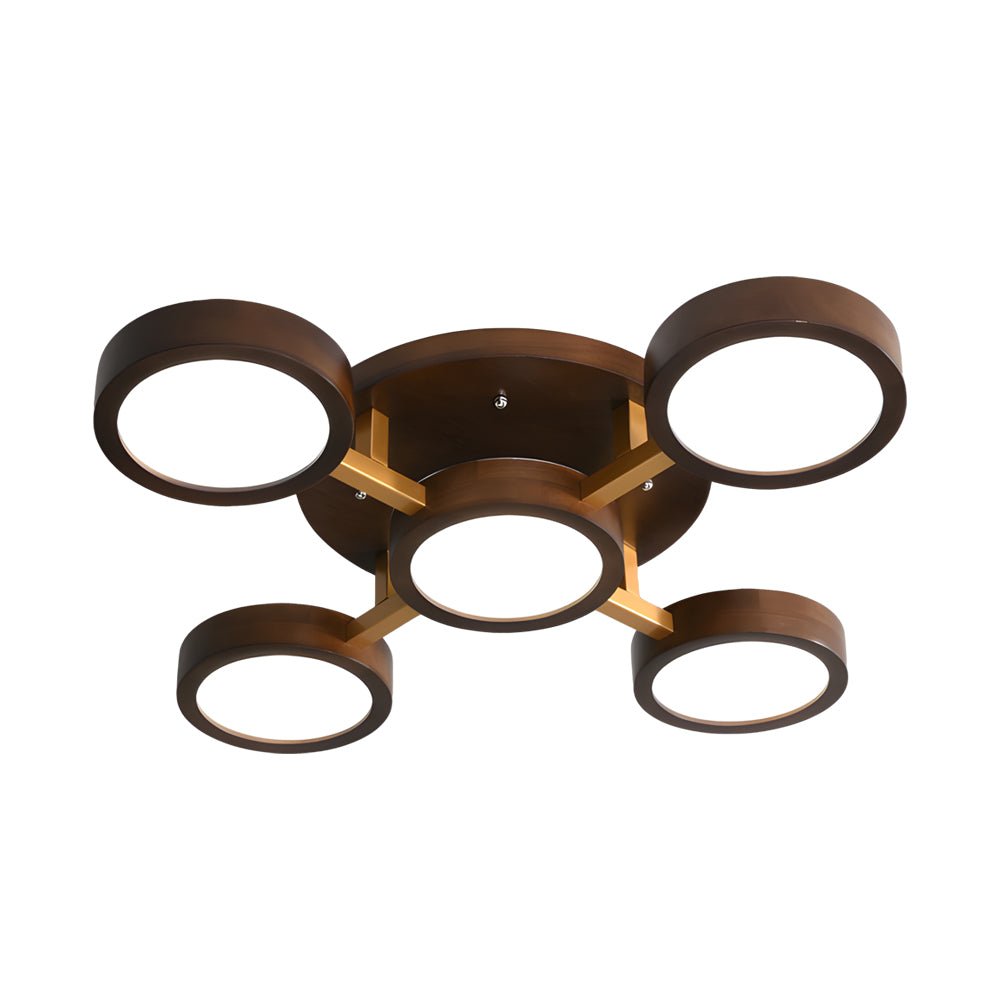 Modern Sputnik Flush Mount LED Light - Walnut Circles Ceiling Fixture