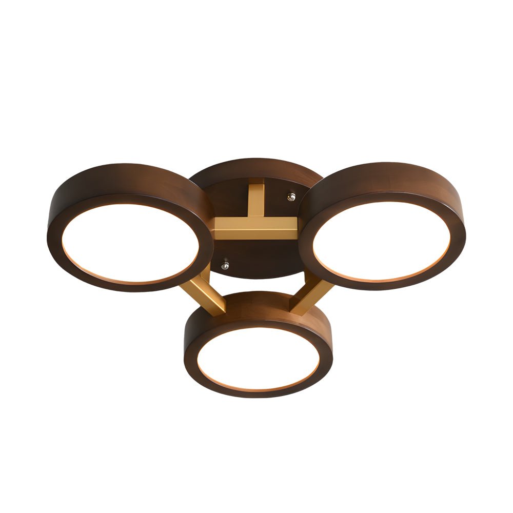 Modern Sputnik Flush Mount LED Light - Walnut Circles Ceiling Fixture
