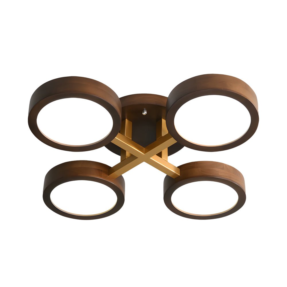 Modern Sputnik Flush Mount LED Light - Walnut Circles Ceiling Fixture