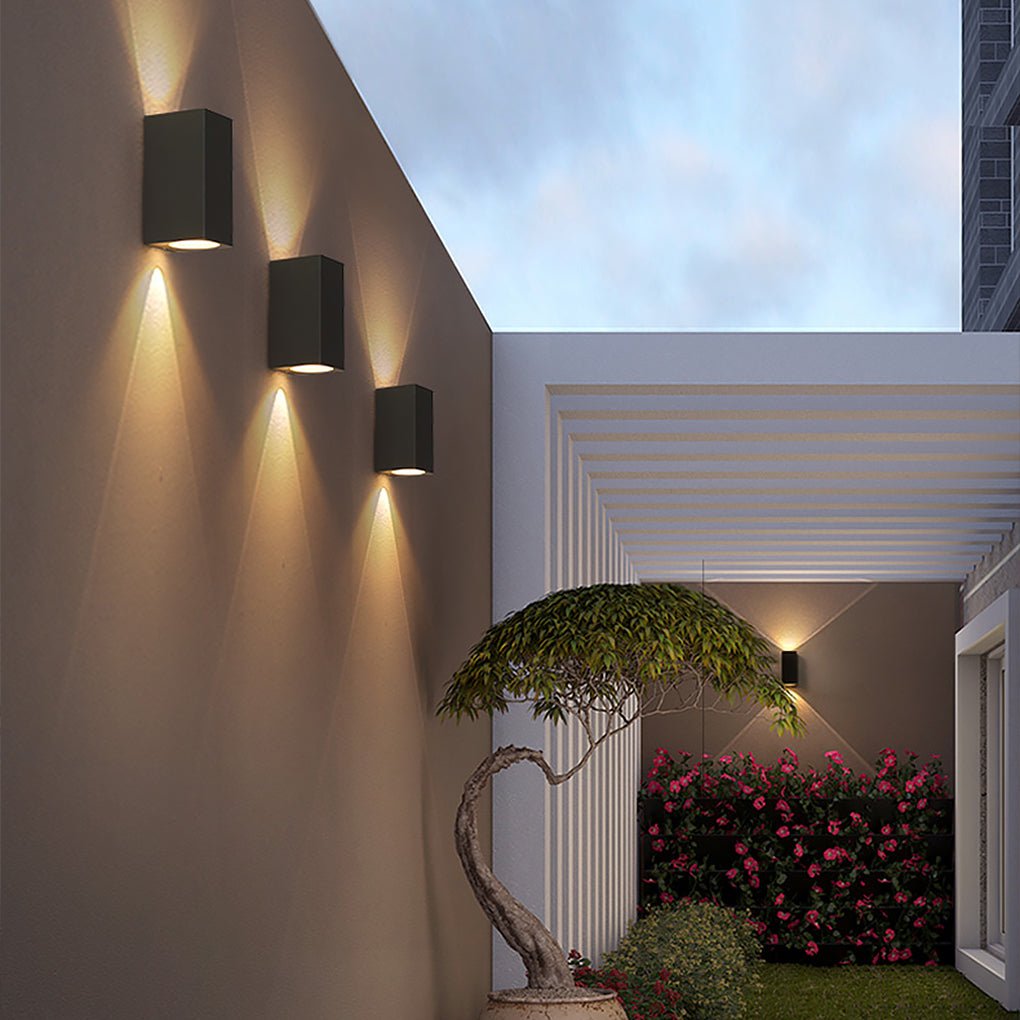Outdoor Waterproof Rectangular Wall Lights - Up and Down Lighting for Exteriors