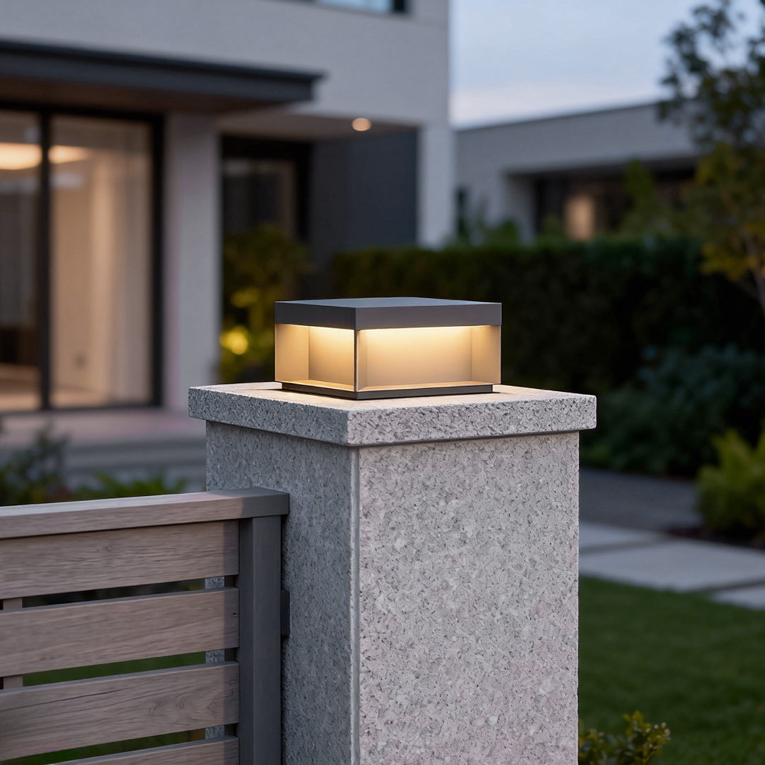 Square Solar Deck Lights - Industrial Black LED Outdoor Landscape Lighting