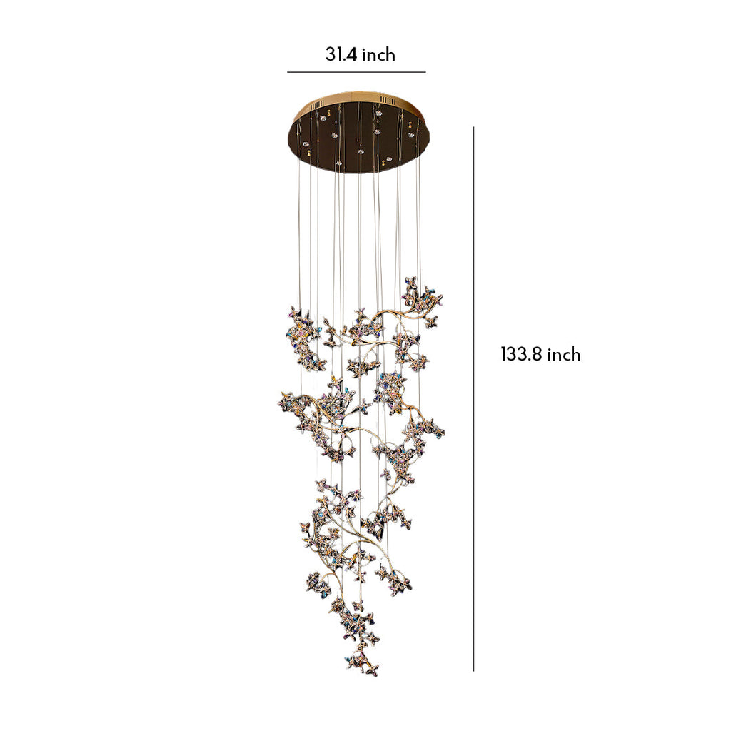 Modern Crystal Rotating Ceiling Chandelier for Staircase