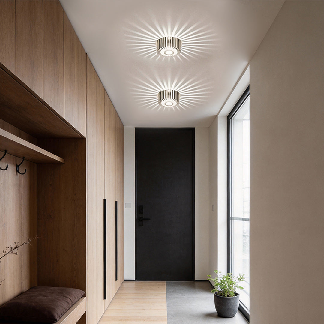 Modern Sunburst LED Ceiling Fixture Metal Light