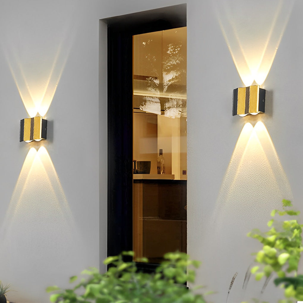 Modern Black Gold Dual-Tone Wall Lights - Up & Down Illumination