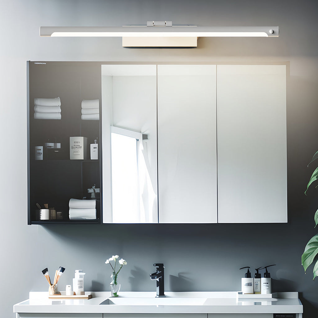 Modern Bathroom Vanity Light Minimalist White Acrylic Linear Light LED Fixture Contemporary Wall Sconce Stylish Illumination Home Decor Bright Lighting Adjustable Height Energy Efficient Modern Design for Home Renovation and Remodeling