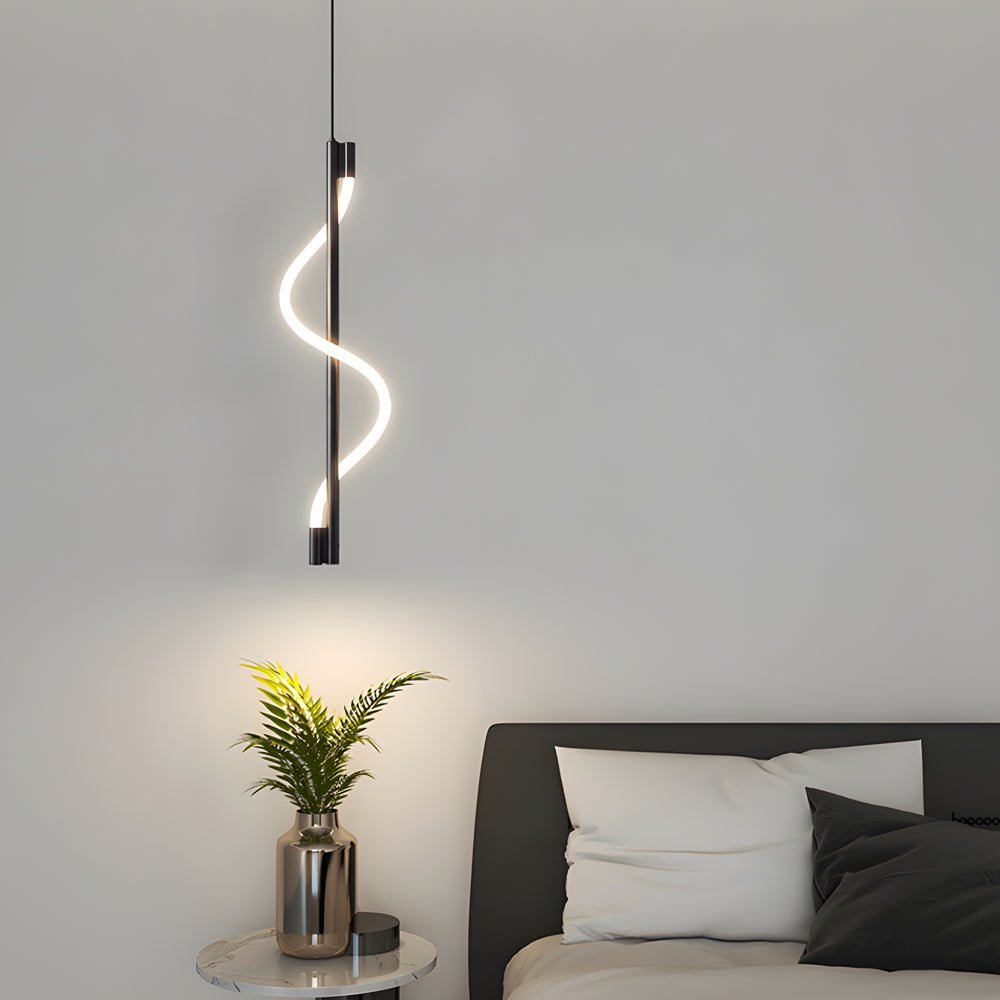 Modern Vertical Spiral LED Pendant Light - Dimmable Rope Design