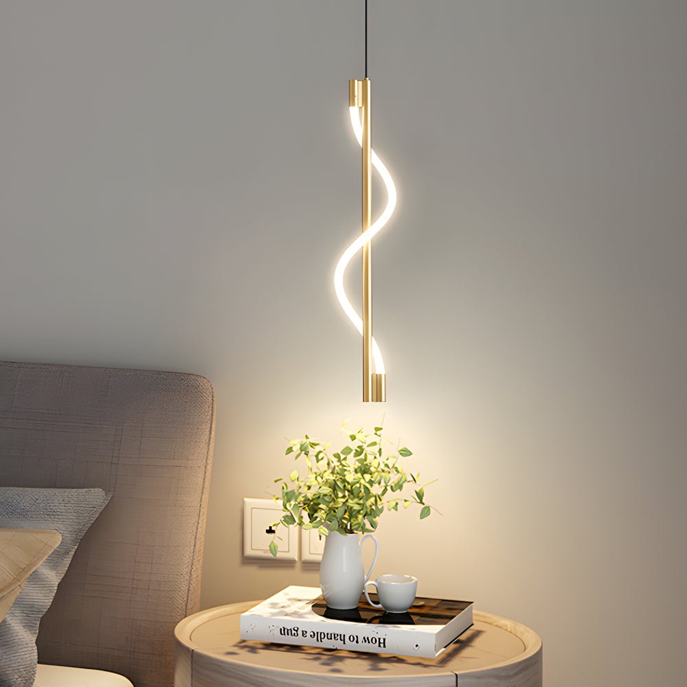 Modern Vertical Spiral LED Pendant Light - Dimmable Rope Design