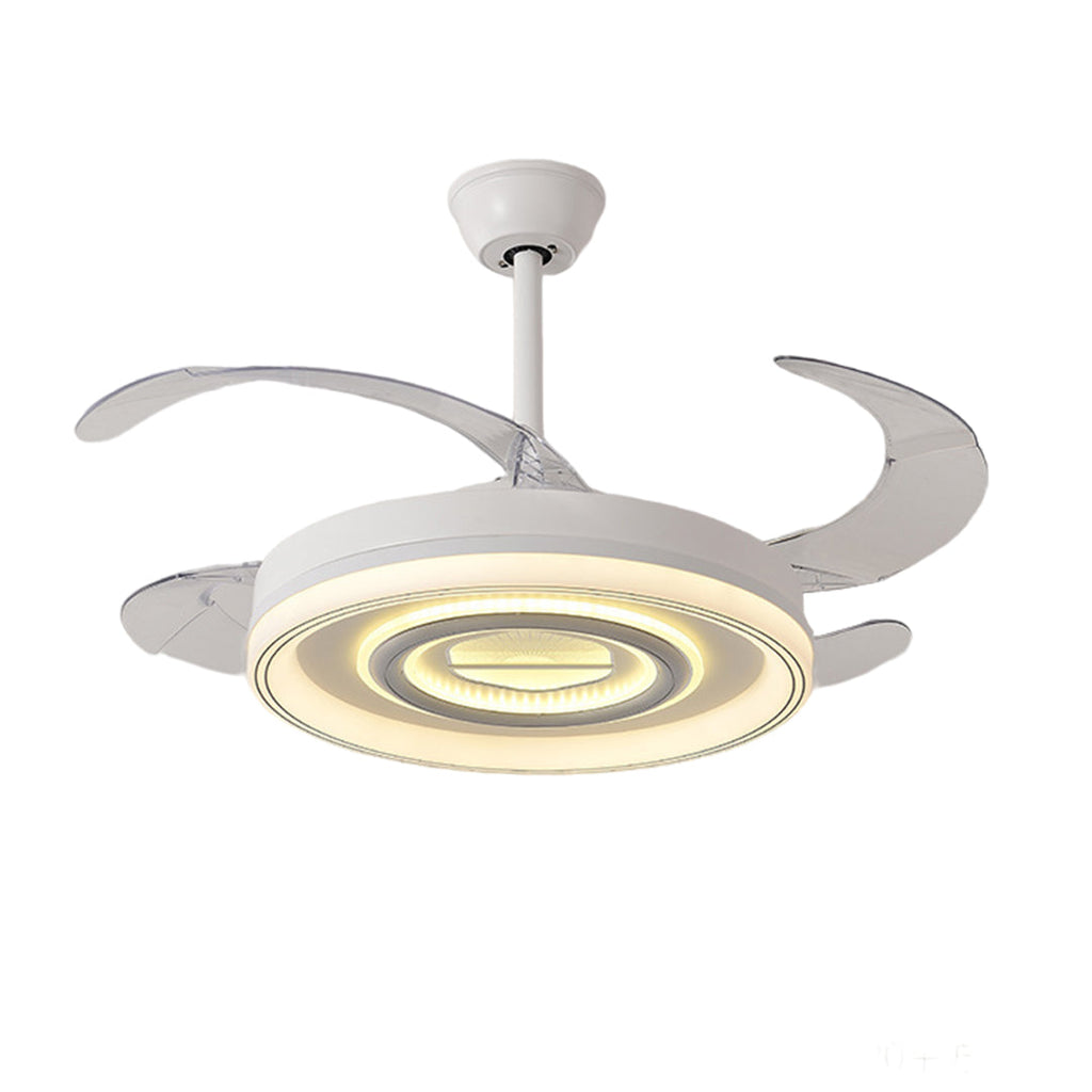 White Ceiling Fan with Light – Nordic Transparent Blade Fixture