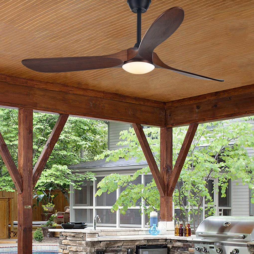 Vintage Solid Wood Ceiling Fan with Light - Modern, Quiet Design