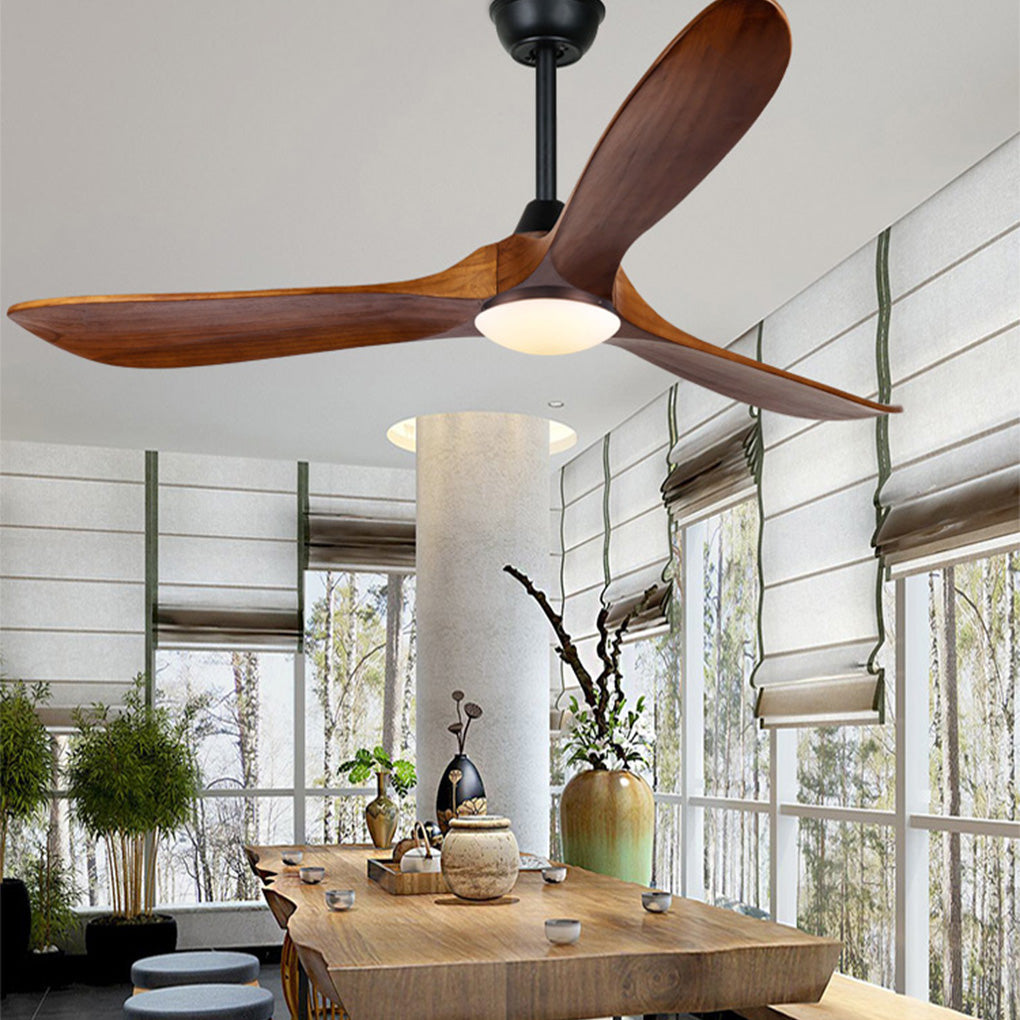 Vintage Solid Wood Ceiling Fan with Light - Modern, Quiet Design