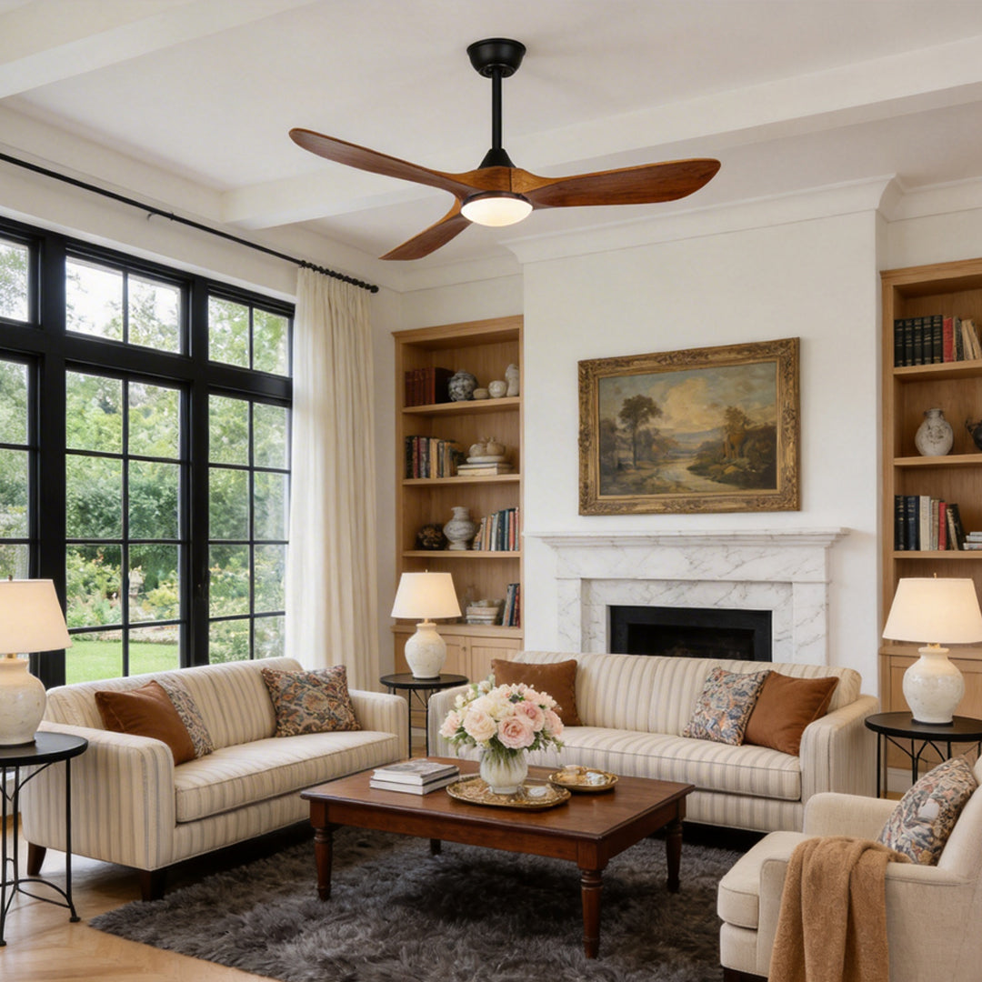 Vintage Solid Wood Ceiling Fan with Light - Modern, Quiet Design