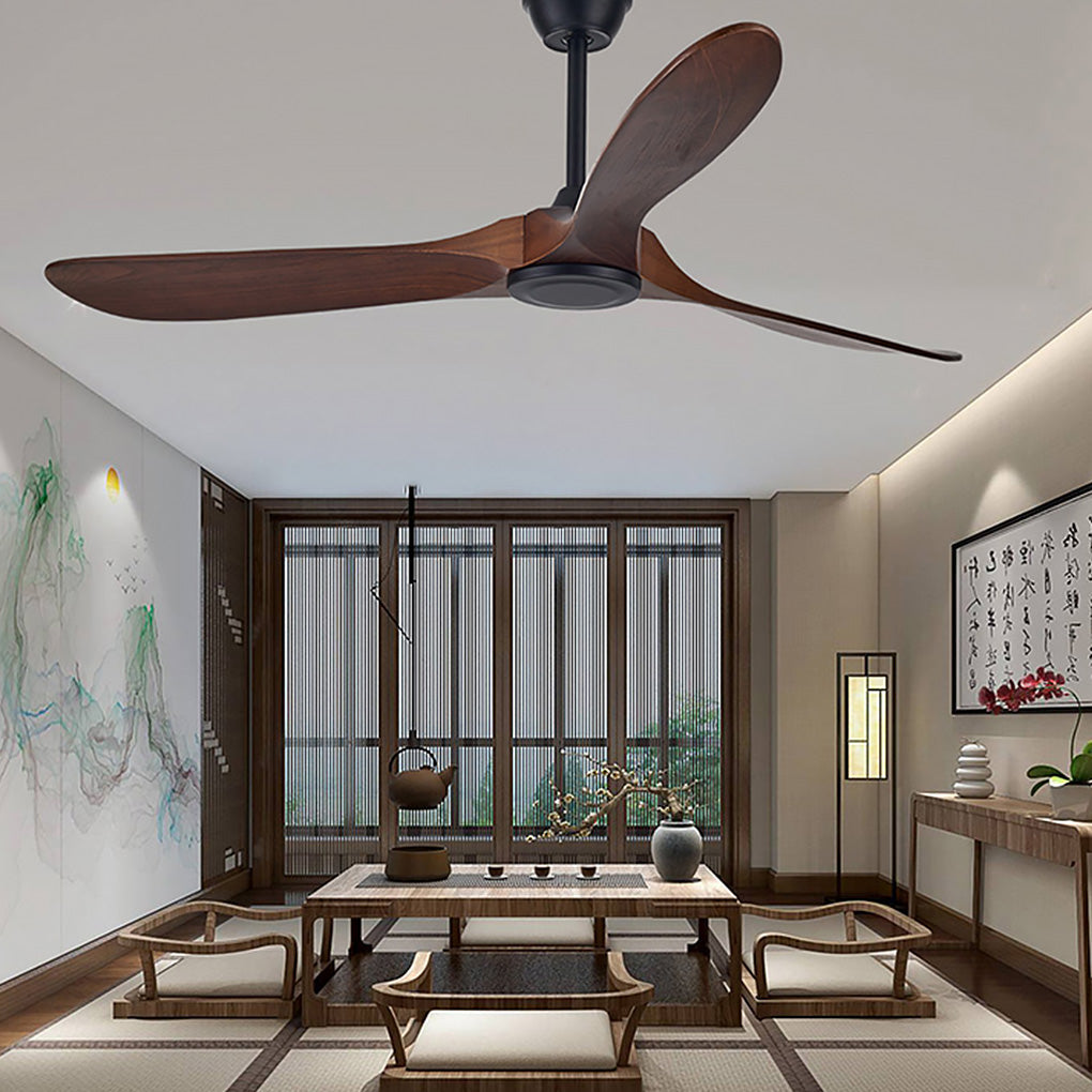 Vintage Solid Wood Ceiling Fan with Light - Modern, Quiet Design