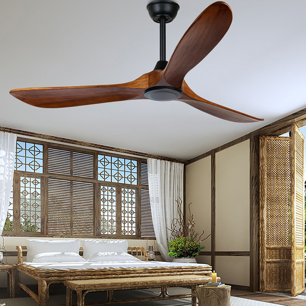 Vintage Solid Wood Ceiling Fan with Light - Modern, Quiet Design